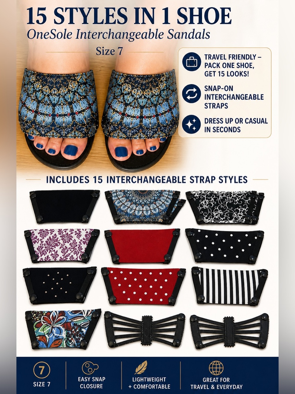 Onesole shoe one base and 15 options size 7 as seen on Shark tank